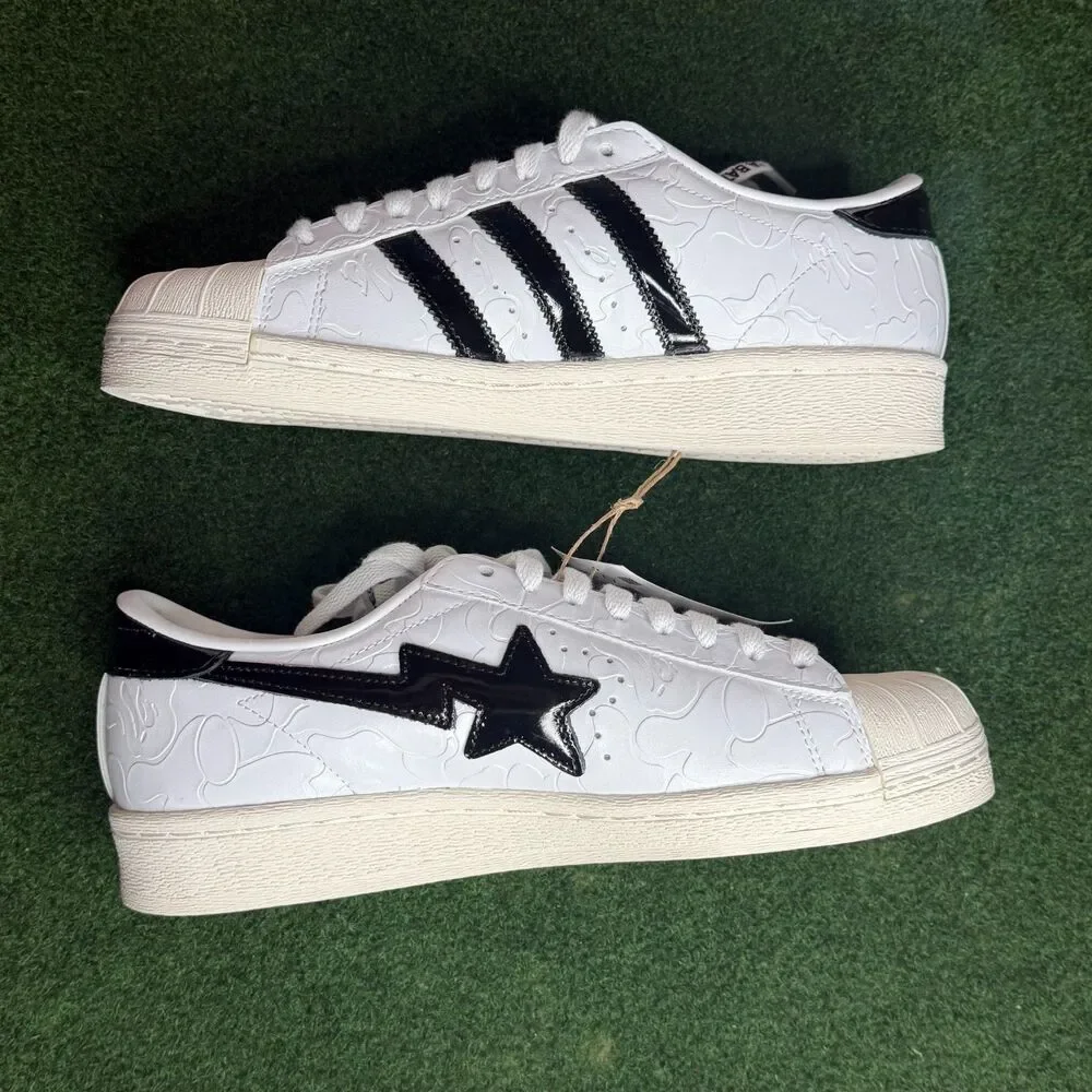 Sz 7 Adidas Originals x BAPE Superstar FTWWHT/CBLACK/OWHITE JR2701